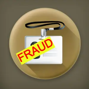 Fraud alert badge symbolizing elder fraud prevention and financial security.