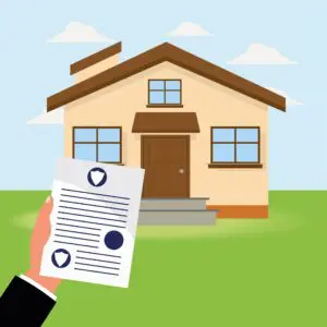 House with document in hand, symbolizing retirement planning and financial security for seniors.