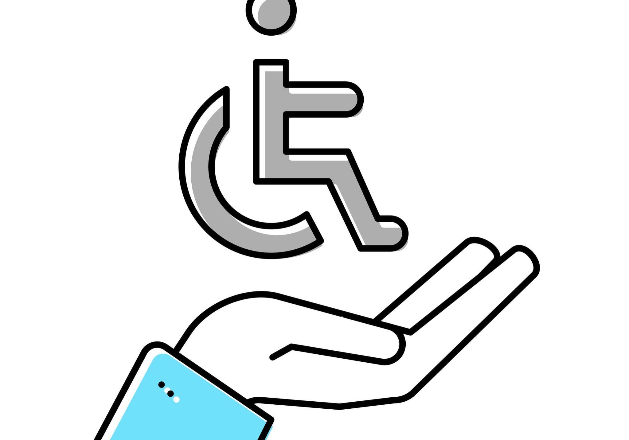 Hand holding wheelchair accessibility icon