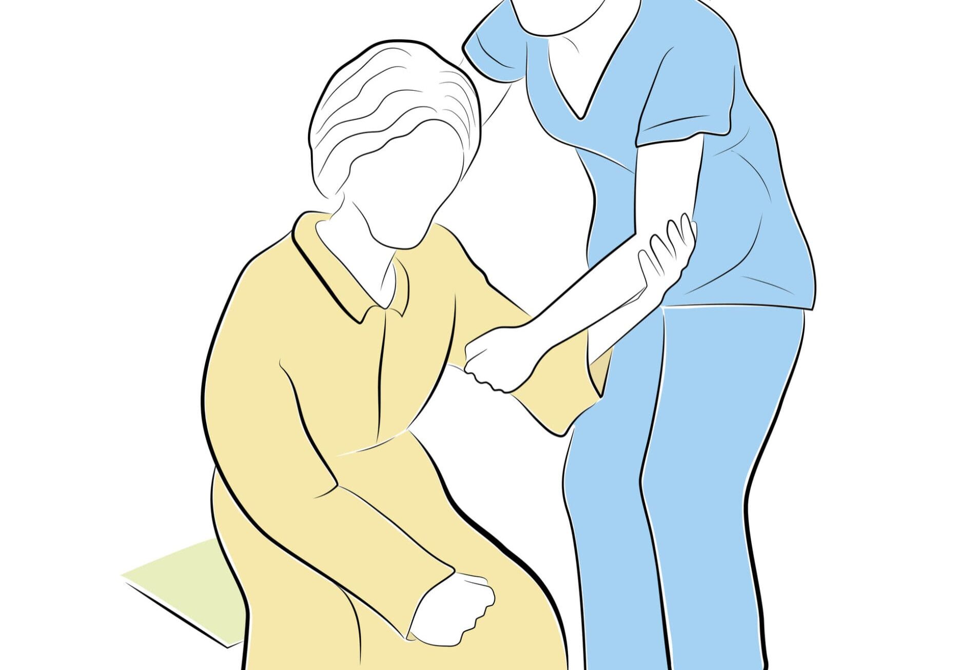Caregiver helping elderly person stand