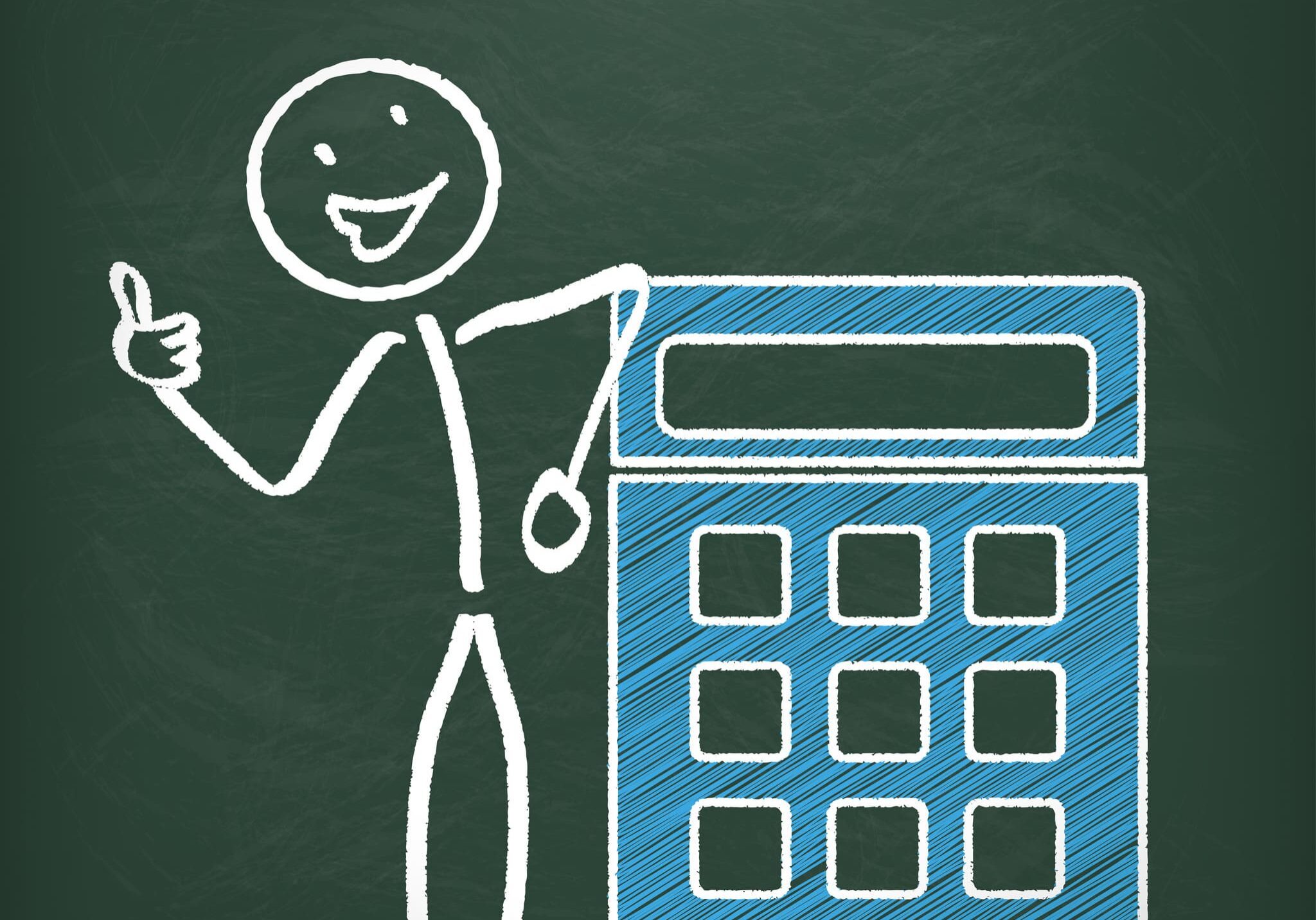 Blackboard Stickman Calculator Blackboard with stickman and calculator. Eps 10 vector file.