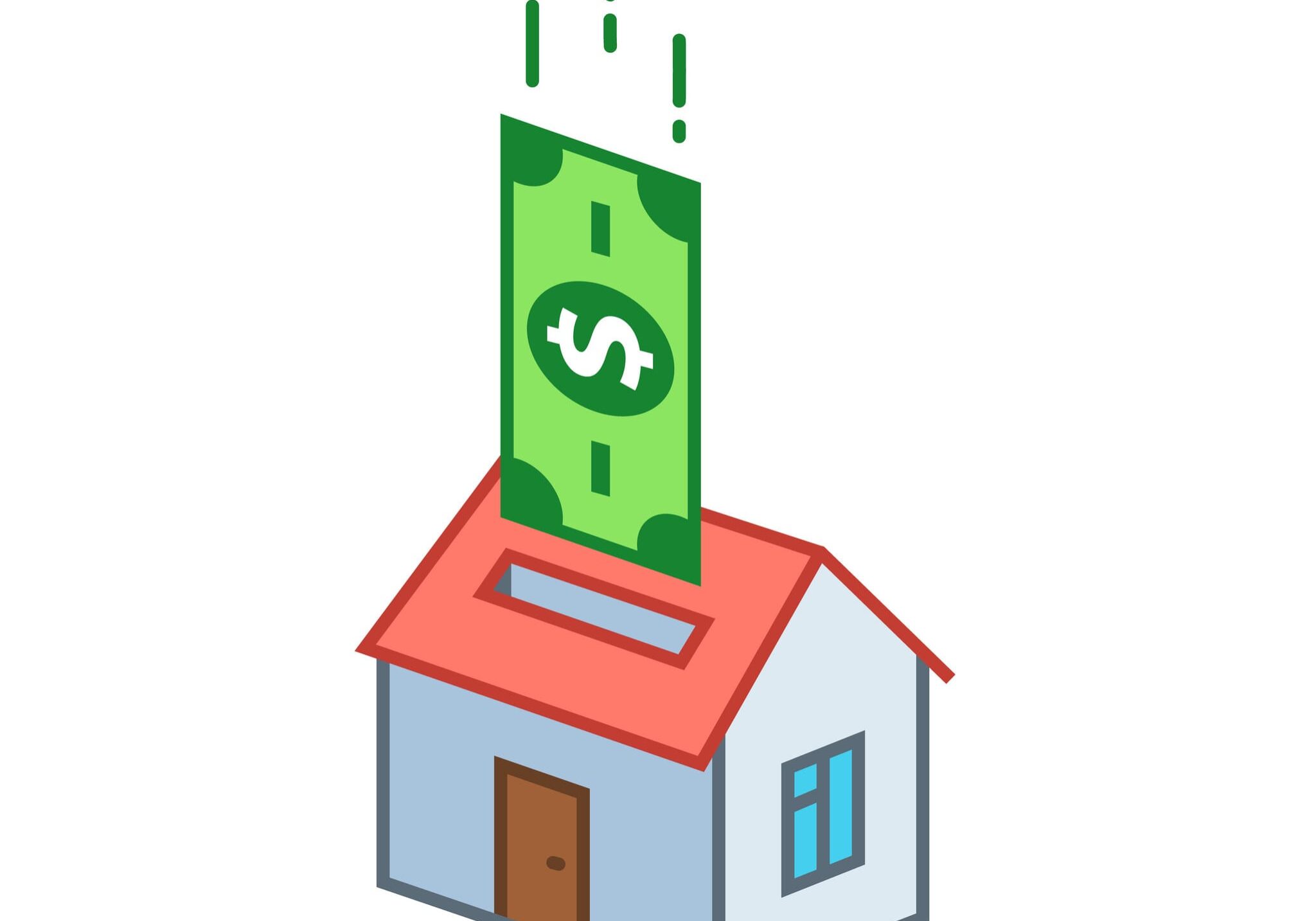 Dollar bill being dropped into house