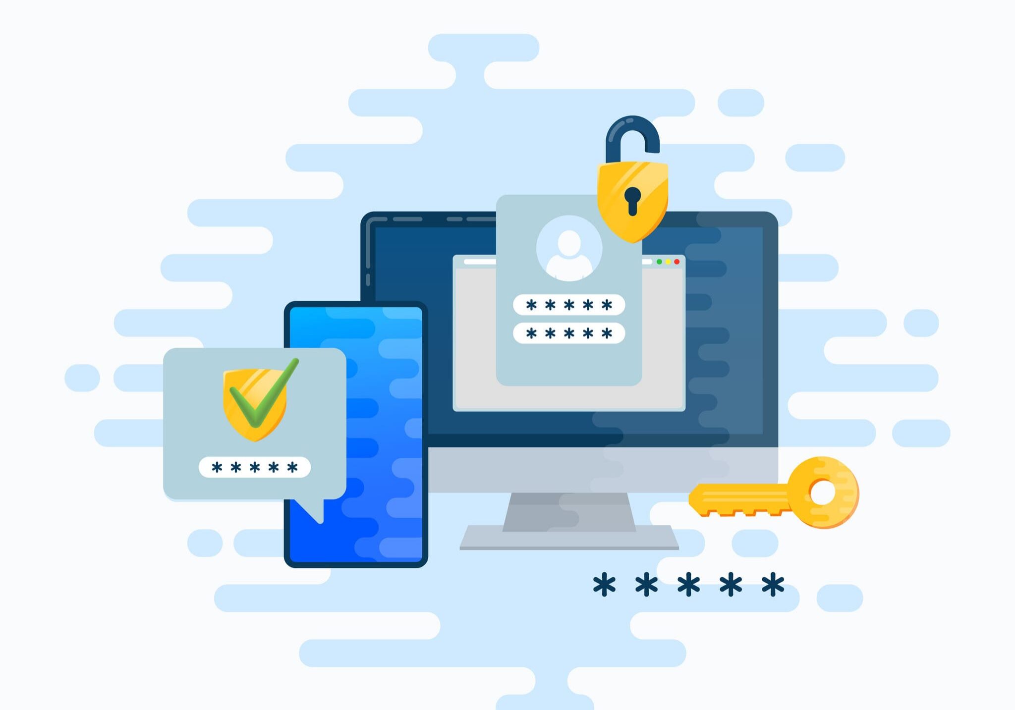 Devices with password fields and security icons