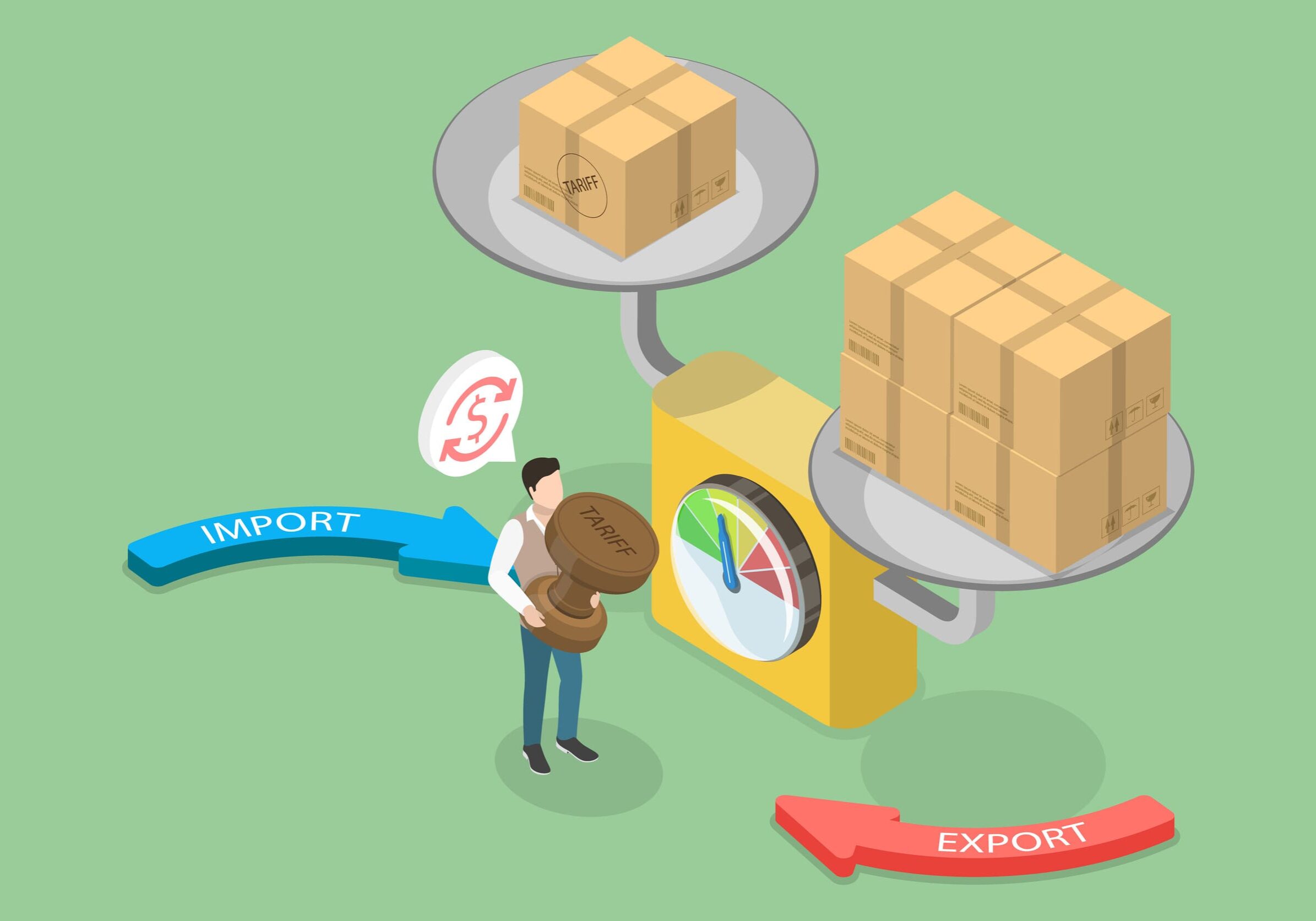 3D Isometric Flat Vector Illustration of Import And Export Taxes 3D Isometric Flat Vector Illustration of Import And Export Taxes, Export-import Management
