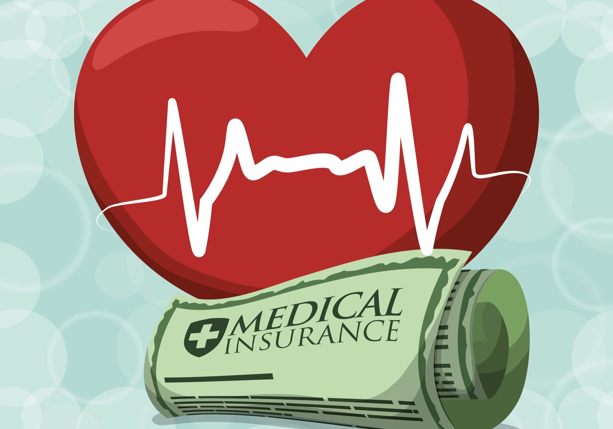 Heart with EKG and medical insurance
