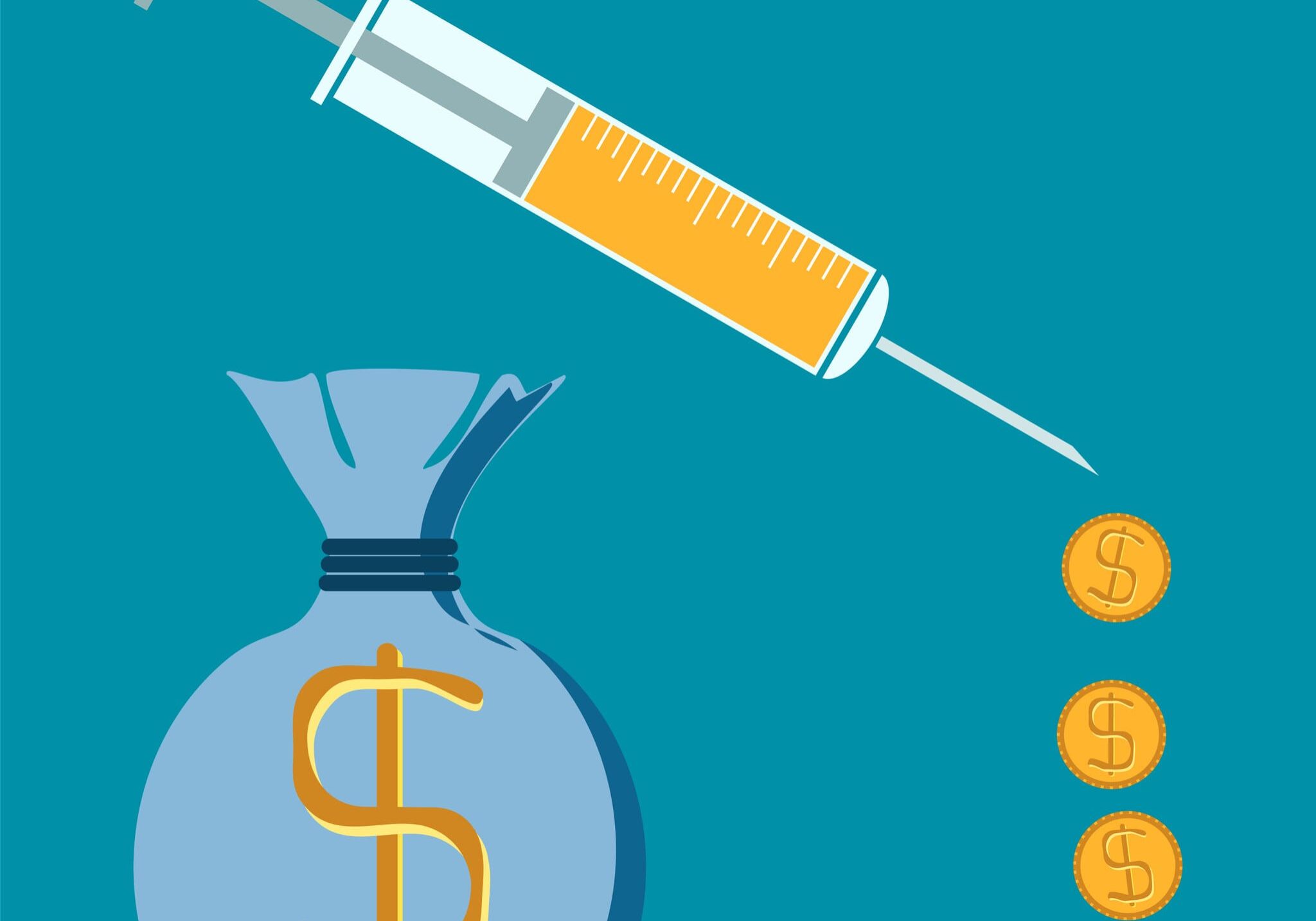 Syringe over bag of money