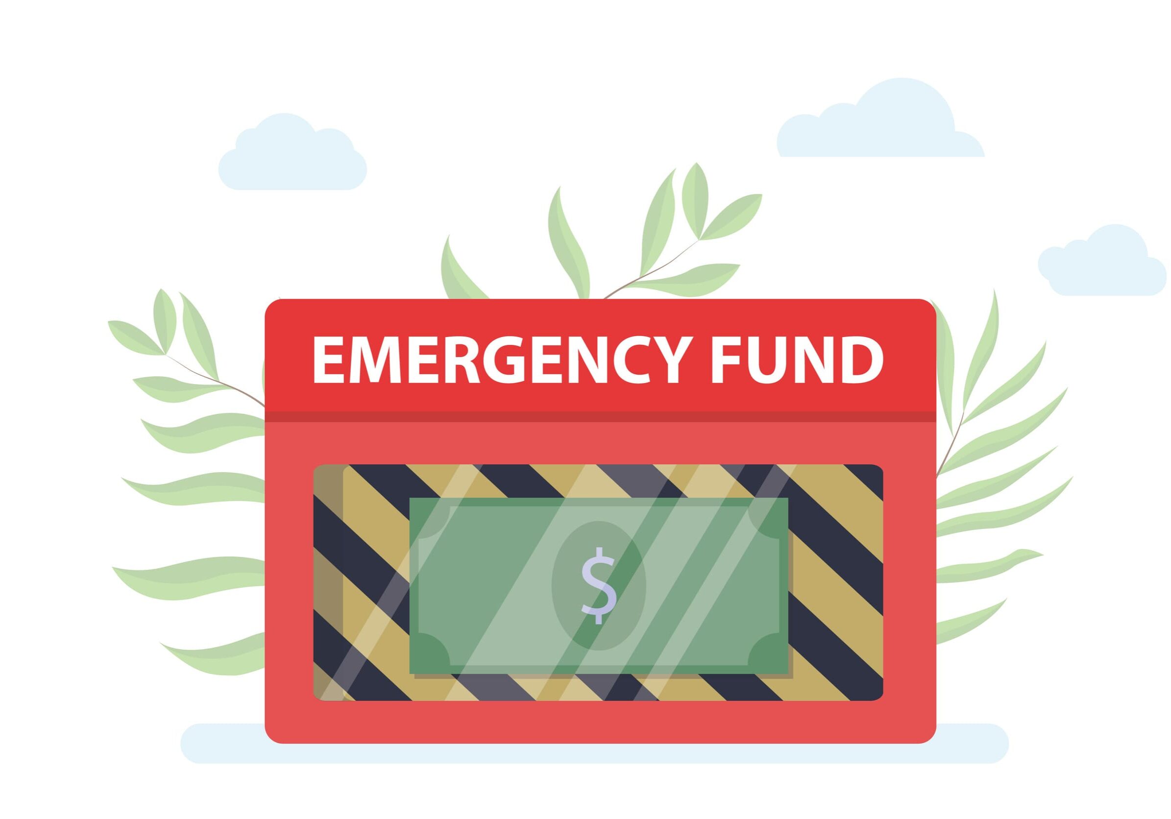 Red emergency fund box with dollar bill