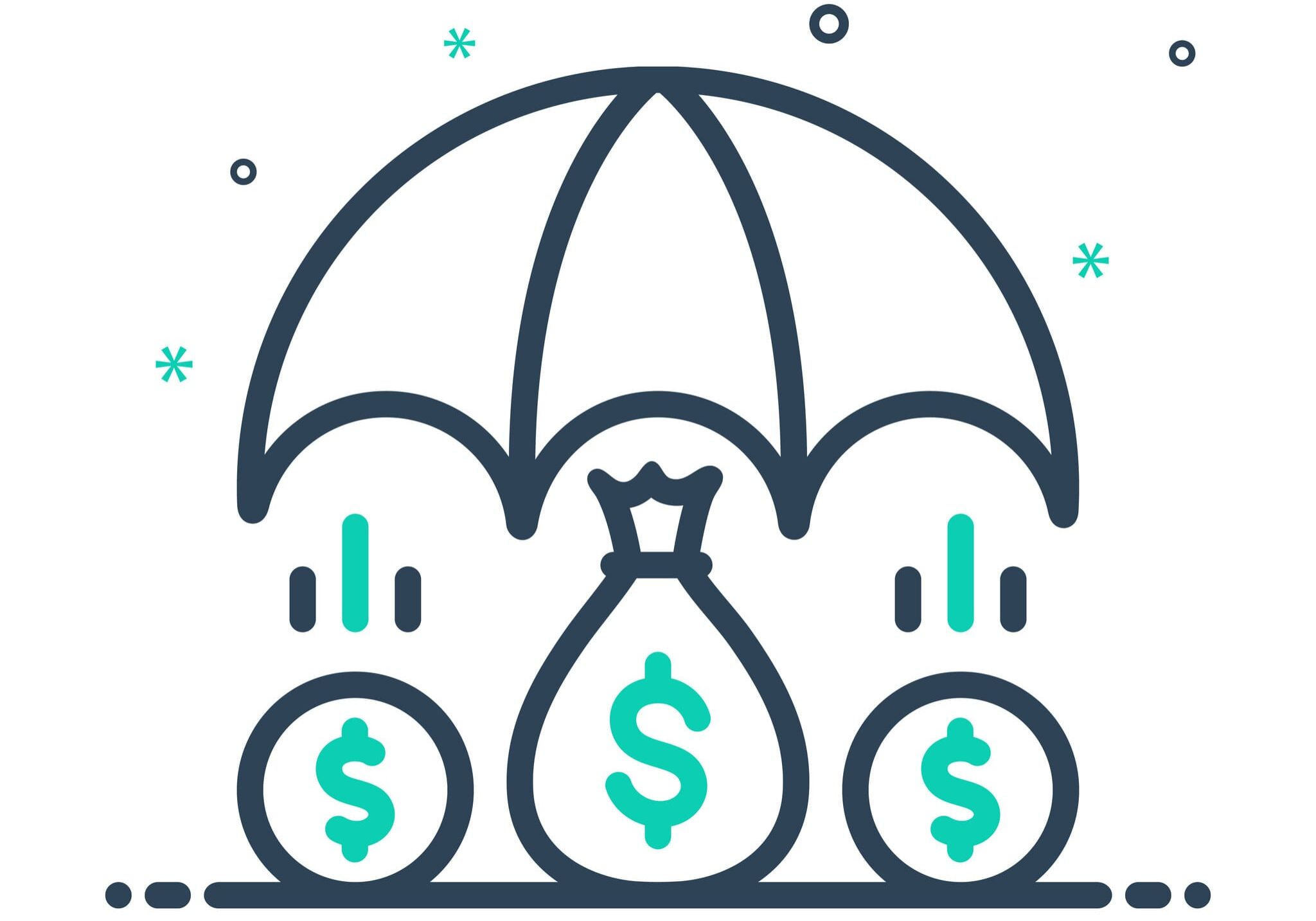 Umbrella sheltering dollar coins