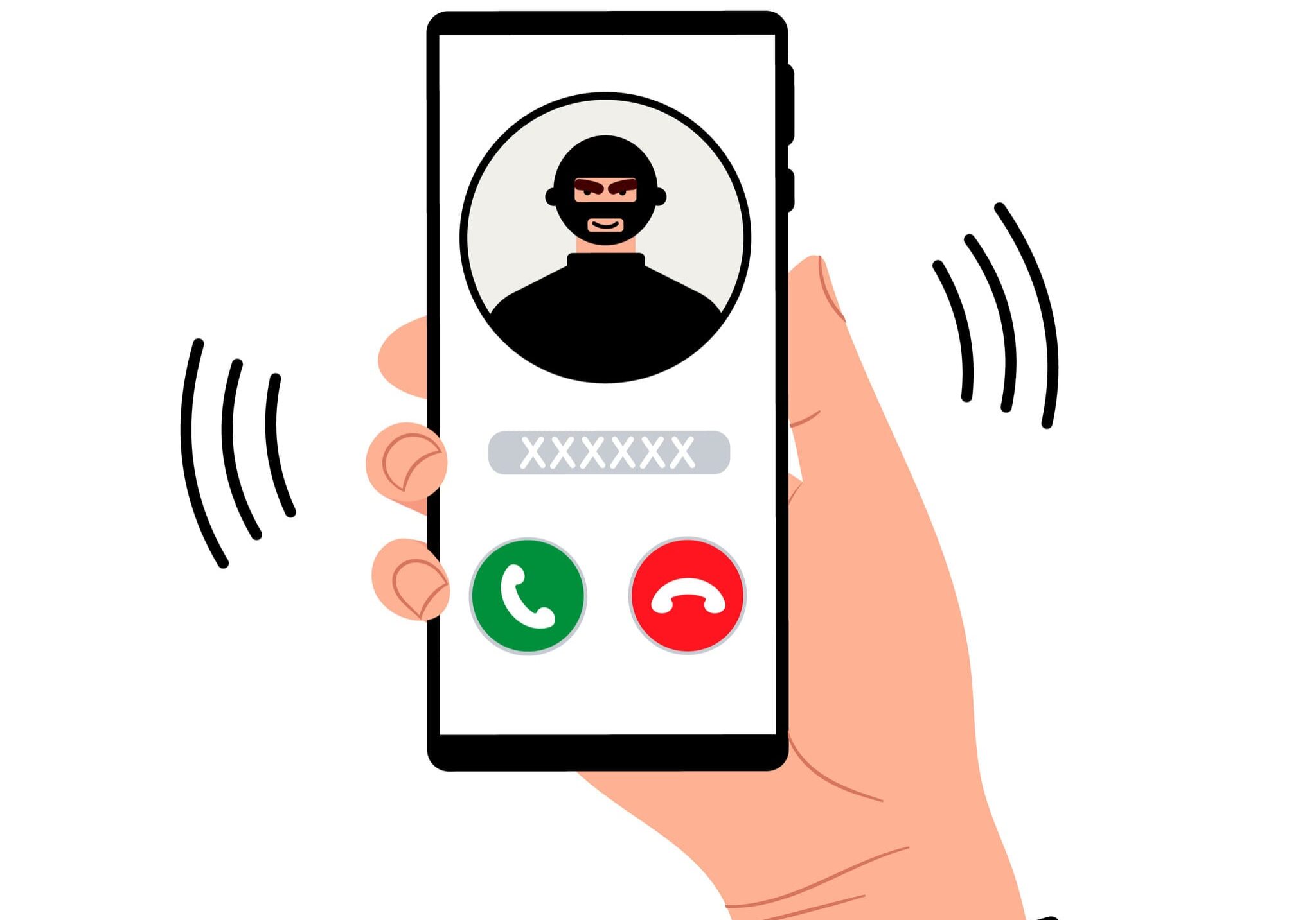 A call on the phone in the hand of a fraud person. A telephone fraudster deceives and steals money and cards through smartphone calls. Thief, hacker and criminal are calling. vector illustration A call on the phone in the hand of a fraud person. A telephone fraudster deceives and steals money and cards through smartphone calls. Thief, hacker and criminal are calling. vector illustration.